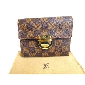 Photo: LOUIS VUITTON Damier Brown Leather Trifold Wallet Koala #a468