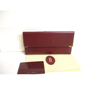 Photo: Cartier Must de Cartier Bordeaux Leather Trifold Long Wallet #a472