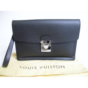 Photo: LOUIS VUITTON Taiga Ardoise Leather Clutch Bag Document Case Veraiya #478