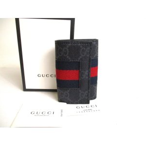 Photo: GUCCI GG Canvas Gray PVC Double G 6 Pics Key Chain #a482