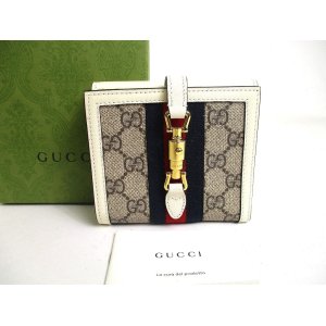 Photo: GUCCI GG Jackie 1961 White Leather Bifold Wallet Compact Wallet #a484