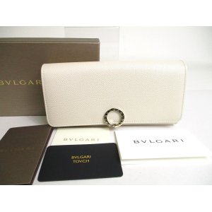 Photo: BVLGARI White Agate Berry Tourmaline Leather Logo Clip Long Wallet #a485