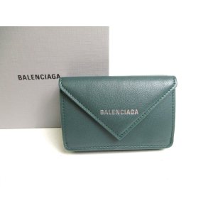 Photo: BALENCIAGA Deep Green Leather Trifold Mini Wallet #a487