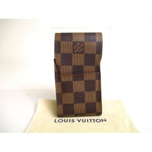 Photo: LOUIS VUITTON Damier Brown Leather Cigarette Case Tabacco Case #a491