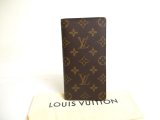 Photo: LOUIS VUITTON Monogram Brown Leather Flap Checkbook Bill Wallet #a493