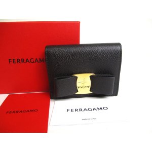 Photo: Salvatore Ferragamo Vala Black Leather Bifold Long Wallet #a497