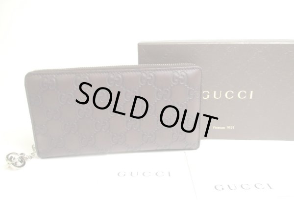Photo1: GUCCI Guccissima Dark Brown Leather Round Zip Long Wallet #a504