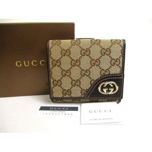 Photo: GUCCI GG Canvas Brown Leather Bifold Wallet Compact Wallet #a506