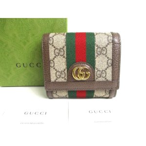 Photo: GUCCI Beige Leather Bifold Wallet Ophidia GG Bifold Wallet #a508