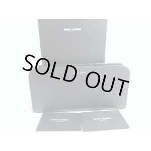 Photo: Saint Laurent Paris Grain Embossed Leather Black Zip Around Wallet #a512