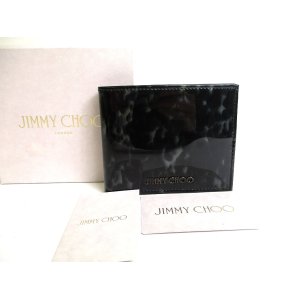 Photo: Jimmy Choo Black Patent Leather Bifold Bill Wallet Card Holder #a515