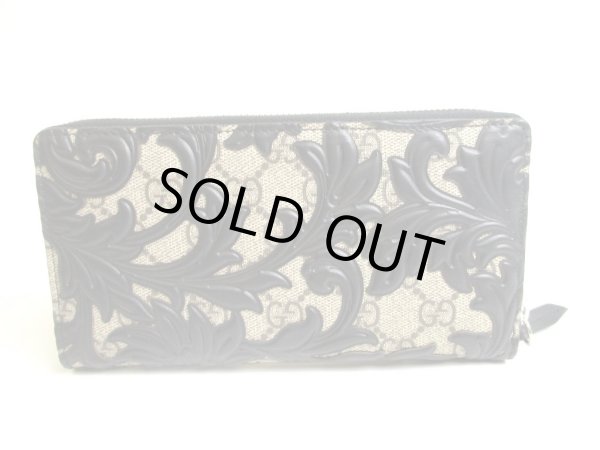 Photo2: GUCCI GG Coating Canvas PVC Leather Arabesque Round Zip Wallet #a517