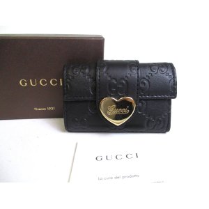 Photo: GUCCI Guccissima Black Leather Heart Motif 6 Pics Key Chain #a518