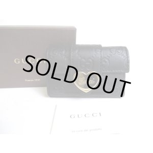 Photo: GUCCI Guccissima Black Leather Heart Motif 6 Pics Key Chain #a518