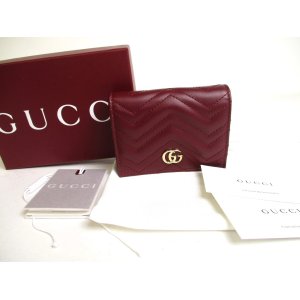 Photo: GUCCI GG Marmont Bordeaux Leather Bifold Wallet Compact Wallet #a520