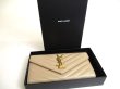 Photo12: Saint Laurent Gold YSL Motif Beige Leather Long Flap Wallet #a525