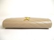 Photo6: Saint Laurent Gold YSL Motif Beige Leather Long Flap Wallet #a525