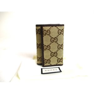 Photo: GUCCI GG Brown Canvas and Leather 6 Pics Key Chain #a526