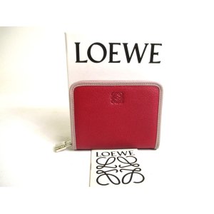 Photo: LOEWE Wine Red Purple Leather Silver H/W Round Zip Coin Purse #a529