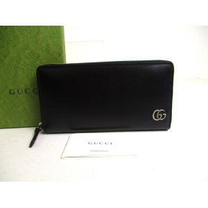 Photo: GUCCI Marmont GG Black Leather Round Zip Long Wallet #a530