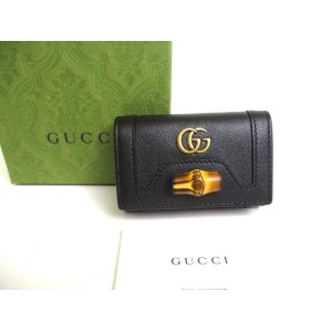 Photo: GUCCI Double G Bamboo Black Leather 6 Pics Key Chain #a533