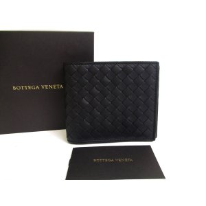 Photo: BOTTEGA VENETA Intrecciato Black Leather Small Bi-Fold Bill Wallet #a536