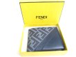 Photo12: FENDI Zucca Diagonal Navy Blue Fabric Leather Bifold Wallet Compact Wallet #a537