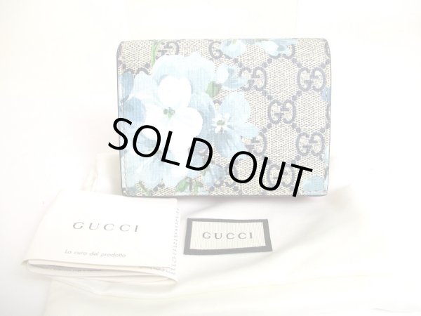 Photo1: GUCCI GG Coating Canvas Leather Blooms Bifold Wallet Compact Wallet #a561