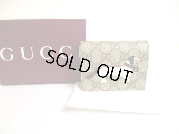 Photo1: GUCCI GG Coating Canvas Leather Dog Motif Bifold Wallet Compact Wallet #a568