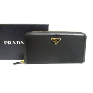 Photo: PRADA Black Nylon Leather Gold H/W Round Zip Long Wallet #a570