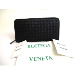 Photo: BOTTEGA VENETA Intrecciato Black Leather Round Zip Wallet Purse #a573