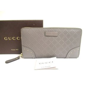 Photo: GUCCI Damante Gray PVC Canvas Leather Long Round Zip Wallet #a576