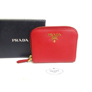 Photo: PRADA Saffiano Red Leather Coin Case Purse #a577