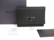 Photo1: PRADA Black Nylon and Leather Trifold Wallet Purse #a578