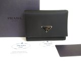 Photo: PRADA Black Nylon and Leather Trifold Wallet Purse #a578