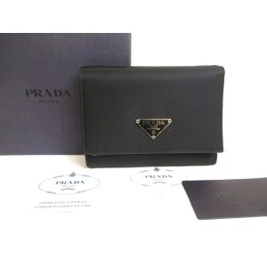 Photo: PRADA Black Nylon and Leather Trifold Wallet Purse #a578