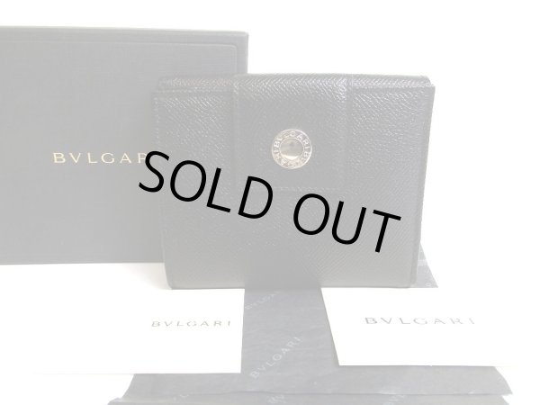 Photo1: BVLGARI Black Leather Bifold Wallet Compact Wallet #a581