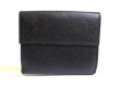 Photo2: BVLGARI Black Leather Bifold Wallet Compact Wallet #a581