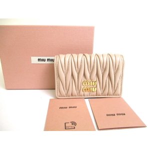 Photo: miu miu Beige Matelasse Beige Leather Card Case Card Holder #a587