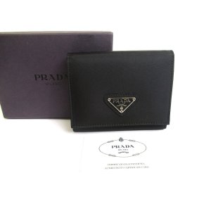 Photo: PRADA Black Nylon and Leather Trifold Wallet Purse #a598