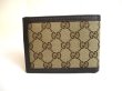 Photo2: GUCCI Green GG Canvas Brown Leather Bifold Wallet Compact Wallet #a602