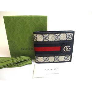 Photo: GUCCI Beige Coating Leather Ophidia GG Bifold Bill Wallet #a603