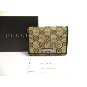 Photo: GUCCI Beige GG Canvas Business Card Credit Card Holder #a604