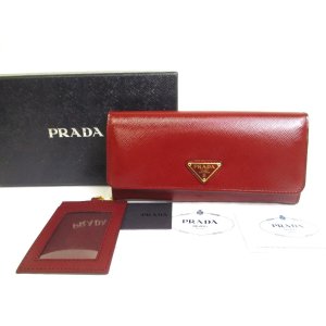 Photo: PRADA Saffiano Cerise N Leather Bifold Long Flap Wallet #a606