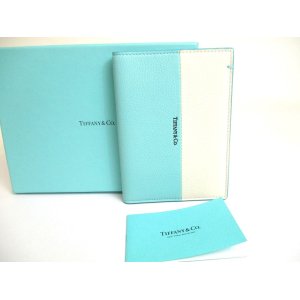 Photo: Tiffany&Co. Blue White Leather Passport Holder Notebook Holders #s607