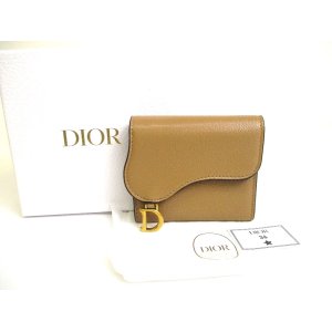 Photo: Christian Dior Cannage Brown Leather Trifold Saddle Lotus Wallet #a610