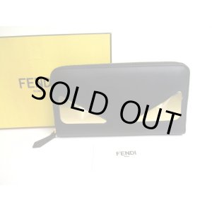 Photo: FENDI Bugs Metal Black Leather Round Zip Long Wallet #a613