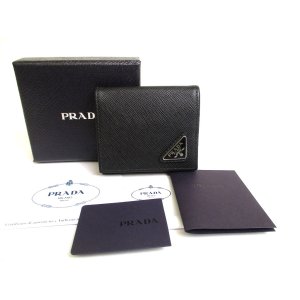 Photo: PRADA Saffiano Black Leather Coin Case Purse #a614