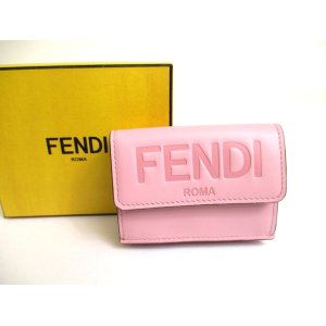 Photo: FENDI ROMA Pink Leather Trifold Wallet Compact Wallet #a617