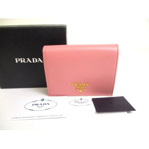 Photo: PRADA Saffiano Multicolor Pink Leather Bifold Wallet Compact Wallet #a618